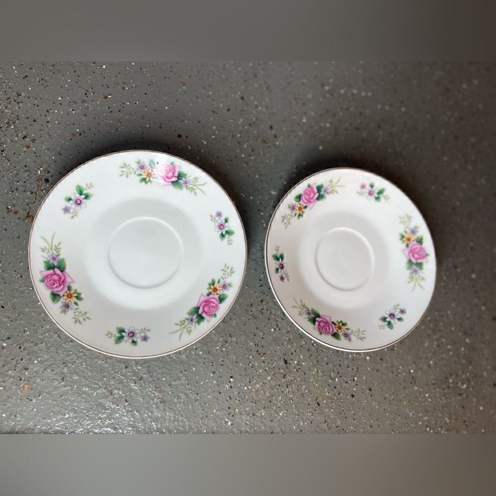 2 Vintage China Floral Inspired Saucers EPC
